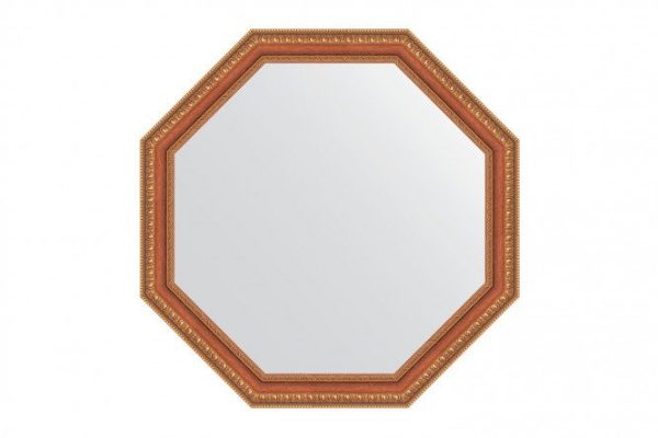 Зеркало настенное в багетной раме EVOFORM Octagon BY 3982, бронзовые бусы на дереве 66х66 см