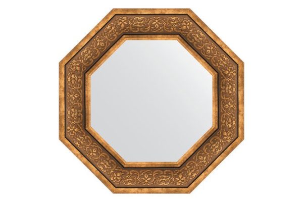Зеркало настенное в багетной раме EVOFORM Octagon BY 3838, вензель бронзовый 59.4х59.4 см