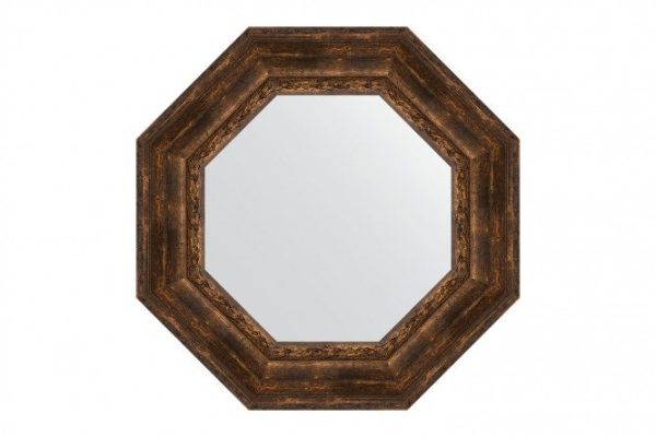Зеркало настенное в багетной раме EVOFORM Octagon BY 7394, состаренное дерево с орнаментом 67х67 см