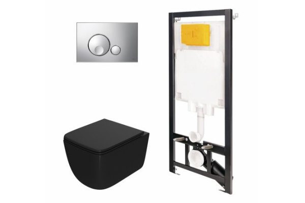 Инсталляция с унитазом и панелью POINT 886914GBOO+PN41831BM чёрный