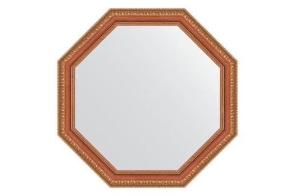 Зеркало настенное в багетной раме EVOFORM Octagon BY 3713, бронзовые бусы на дереве 61.6х61.6 см