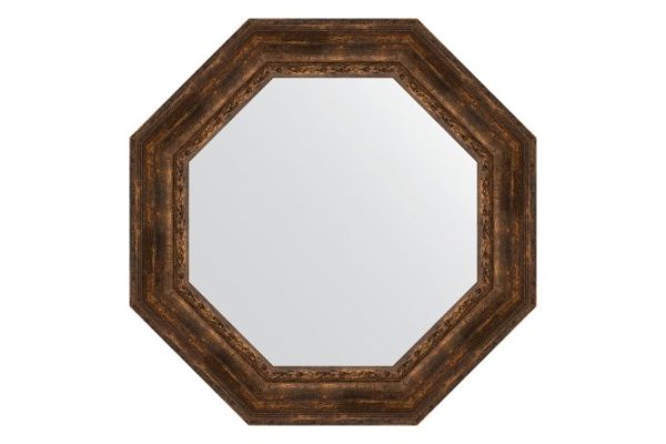 Зеркало настенное в багетной раме EVOFORM Octagon BY 3864, состаренное дерево с орнаментом 82.6х82.6 см