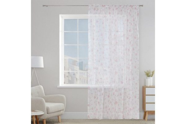 Тюль MICASA Adelia 300х275 см, 1 шт., цвет белый, розовый