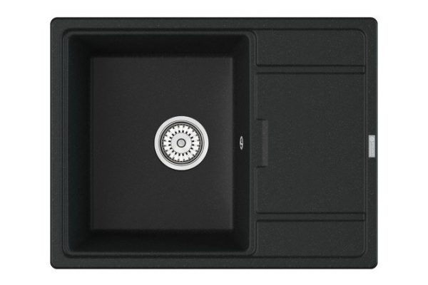 Мойка кухонная врезная с крылом POINT Стил 65 PN3009B, чёрный 65х50х22 см