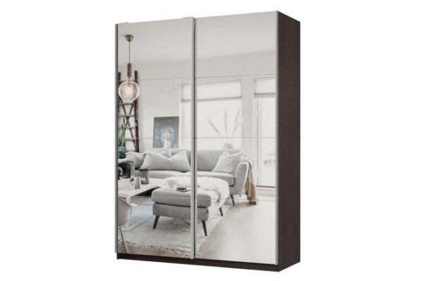 Шкаф-купе 2-дверный Практик 160х240х60 см, венге, профиль серебро, с двумя зеркалами