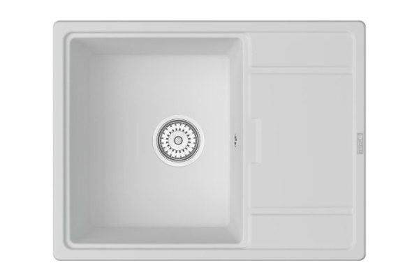 Мойка кухонная врезная с крылом POINT Стил 65 PN3009W, белый 65х50х22 см