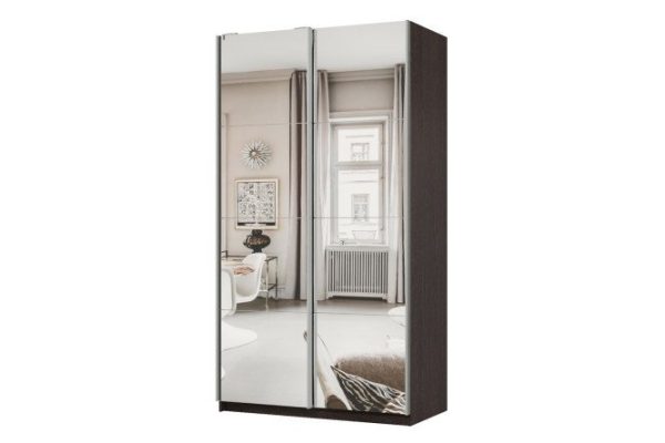 Шкаф-купе 2-дверный Практик 120х220х60 см, венге, профиль серебро, с двумя зеркалами