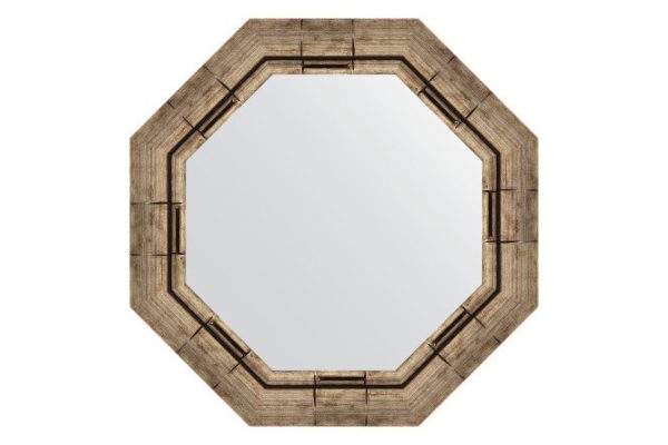 Зеркало настенное в багетной раме EVOFORM Octagon BY 3667, серебряный бамбук 53х53 см