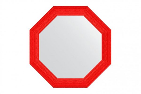 Зеркало настенное в багетной раме EVOFORM Octagon BY 3885, красная волна 77х77 см