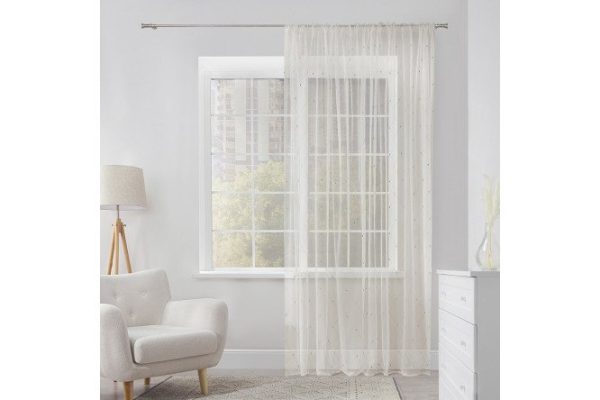 Тюль ESTUDI BLANCO Oriane 300х280 см, 1 шт., цвет белый, серебряный