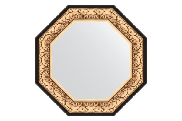 Зеркало настенное в багетной раме EVOFORM Octagon BY 3845, барокко золото 70.4х70.4 см