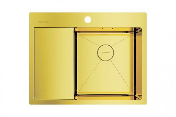 Мойка врезная с крылом OMOIKIRI Akisame 65-LG-R 4973084, светлое золото 65х51х20 см