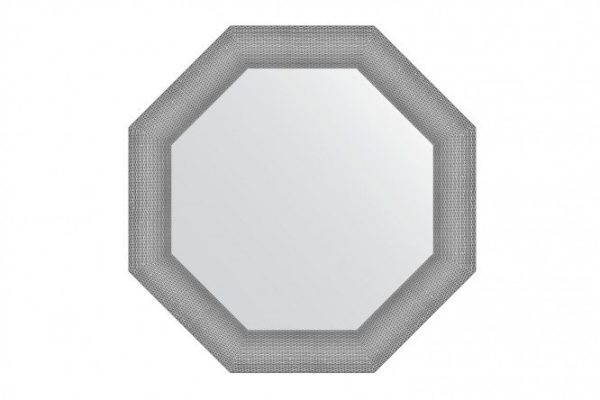 Зеркало настенное в багетной раме EVOFORM Octagon BY 7405, серебряная кольчуга 71х71 см