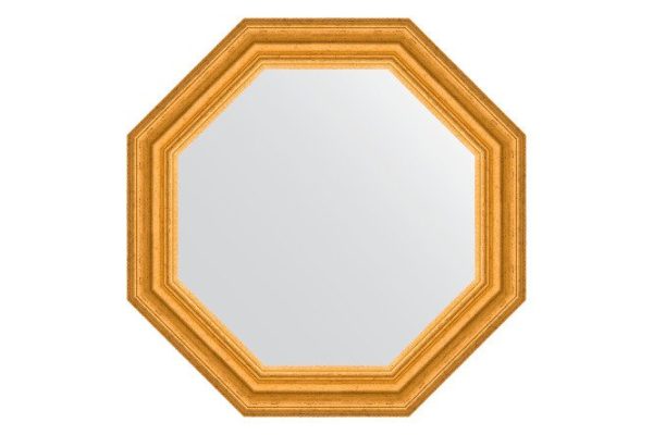 Зеркало настенное в багетной раме EVOFORM Octagon BY 3733, состаренное золото 52.6х52.6 см