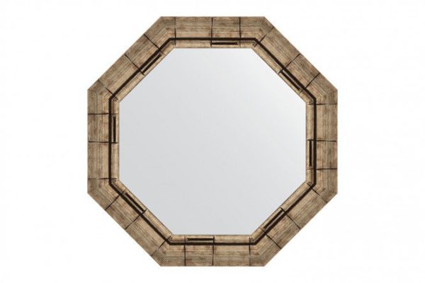 Зеркало настенное в багетной раме EVOFORM Octagon BY 7322, серебряный бамбук 58х58 см