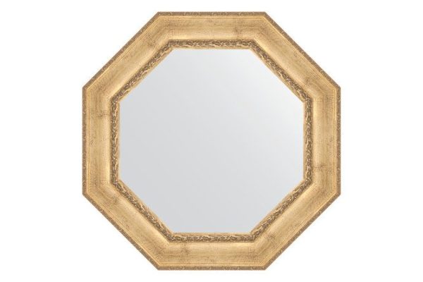 Зеркало настенное в багетной раме EVOFORM Octagon BY 3672, состаренное серебро с орнаментом 82х82 см