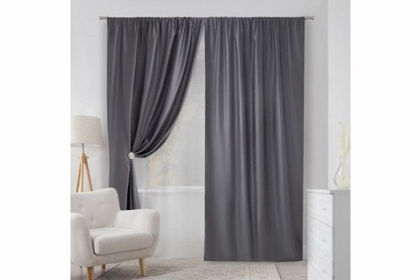 Комплект штор на ленте ESTUDI BLANCO Drina 150x270 см, 2 шт., цвет серый