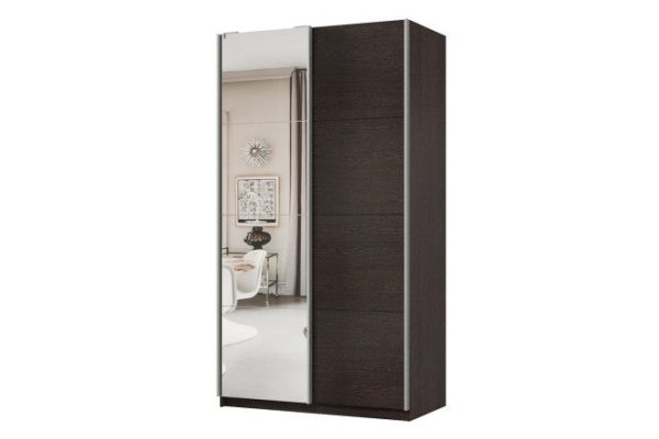 Шкаф-купе 2-дверный Практик 120х220х60 см, венге, профиль серебро, с одним зеркалом
