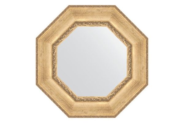 Зеркало настенное в багетной раме EVOFORM Octagon BY 3670, состаренное серебро с орнаментом 62х62 см