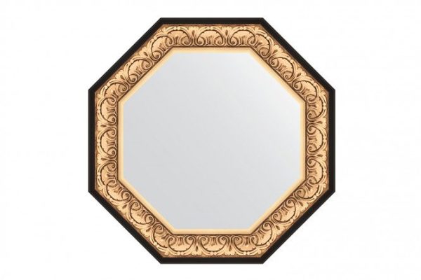 Зеркало настенное в багетной раме EVOFORM Octagon BY 7381, барокко золото 75х75 см