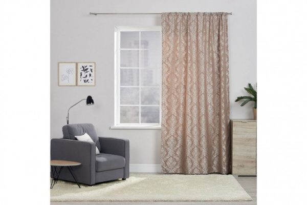 Штора на ленте MICASA Amedea 150х280 см, 1 шт., цвет кофейный, бежевый