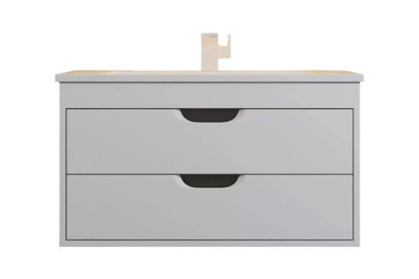 Тумба подвесная Modul 75.8 см, цвет каркаса белый матовый, фасада белый матовый, графит