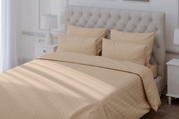 Комплект постельного белья Stripe Premium Bronze Хлопок 180х215 см, 2 спальный