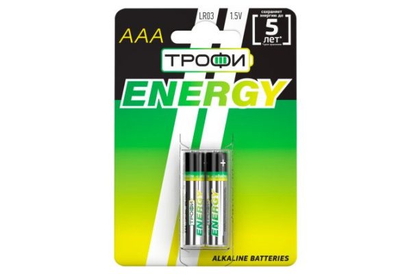 Батарейки ТРОФИ Energy Alkaline LR03-2BL AAA, 2 шт.