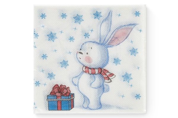Салфетки однослойные Bunny and snowflakes