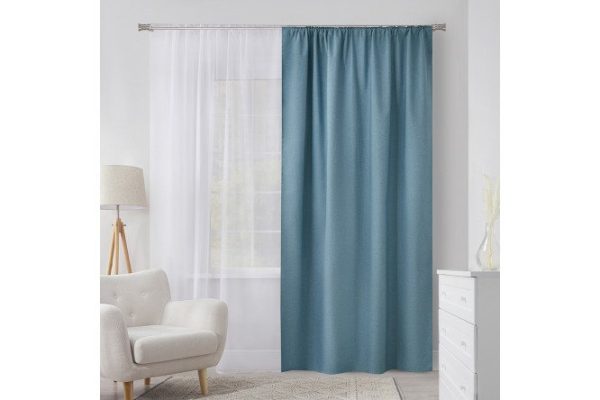 Штора на ленте MICASA Stella 180х280 см, 1 шт., цвет бирюзовый