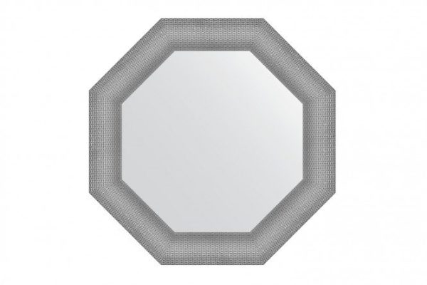 Зеркало настенное в багетной раме EVOFORM Octagon BY 3878, серебряная кольчуга 67х67 см