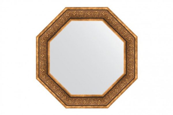 Зеркало настенное в багетной раме EVOFORM Octagon BY 7377, вензель бронзовый 74х74 см