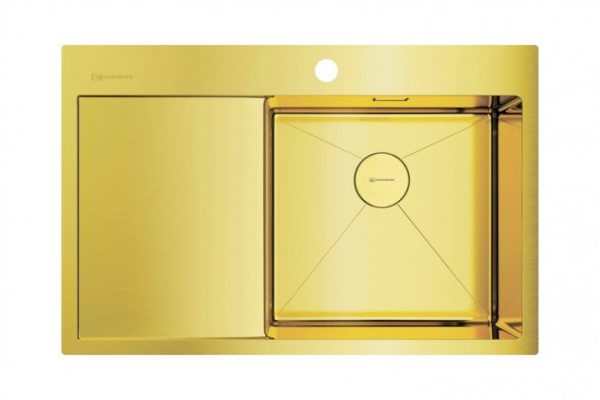 Мойка врезная с крылом OMOIKIRI Akisame 78-LG-R 4973086, светлое золото 78х51х20 см