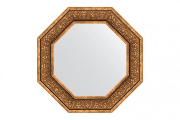 Зеркало настенное в багетной раме EVOFORM Octagon BY 7376, вензель бронзовый 64х64 см