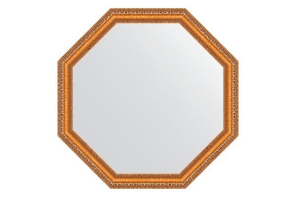 Зеркало настенное в багетной раме EVOFORM Octagon BY 3708, золотые бусы на бронзе 71.6х71.6 см