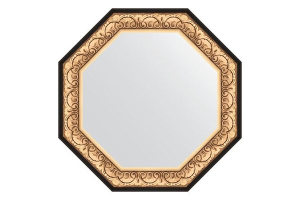 Зеркало настенное в багетной раме EVOFORM Octagon BY 3846, барокко золото 80.4х80.4 см