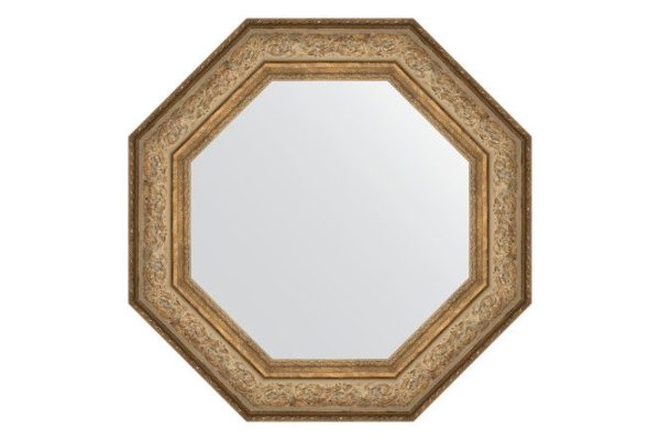 Зеркало настенное в багетной раме EVOFORM Octagon BY 3851, виньетка античная бронза 70.6х70.6 см