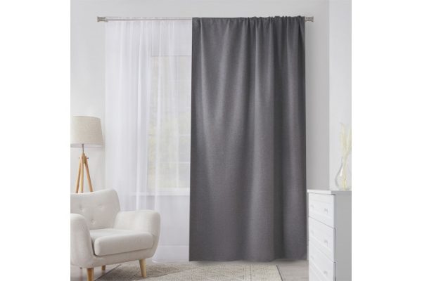 Штора ESTUDI BLANCO Ester 180х270 см, 1 шт., цвет графитовый