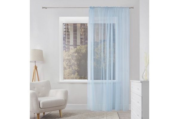 Тюль на ленте MICASA Alessa 300х280 см, 1 шт., цвет голубой