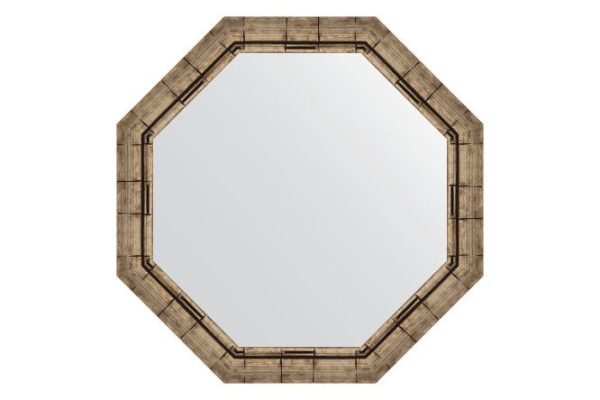 Зеркало настенное в багетной раме EVOFORM Octagon BY 3669, серебряный бамбук 73х73 см