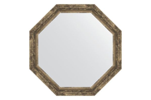 Зеркало настенное в багетной раме EVOFORM Octagon BY 3666, старое дерево с плетением 73х73 см