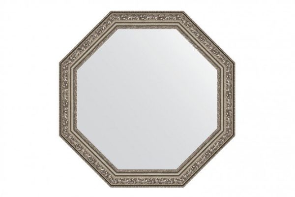 Зеркало настенное в багетной раме EVOFORM Octagon BY 3967, виньетка состаренное серебро 55х55 см