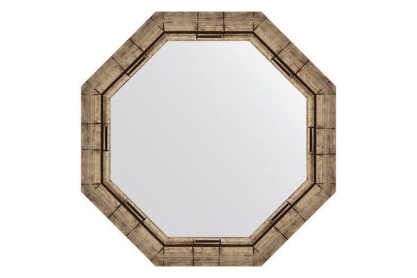 Зеркало настенное в багетной раме EVOFORM Octagon BY 3668, серебряный бамбук 63х63 см