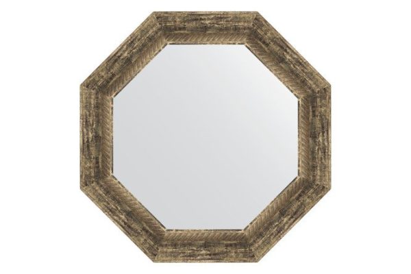 Зеркало настенное в багетной раме EVOFORM Octagon BY 3664, старое дерево с плетением 53х53 см