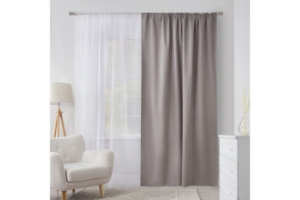 Штора на ленте MICASA Stella 180х280 см, 1 шт., цвет капучино