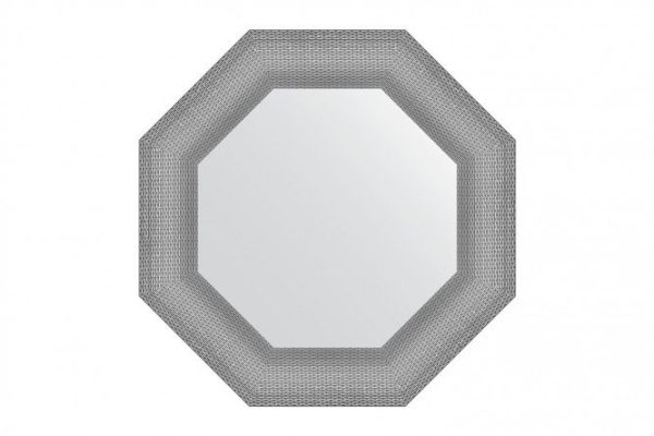 Зеркало настенное в багетной раме EVOFORM Octagon BY 3877, серебряная кольчуга 57х57 см