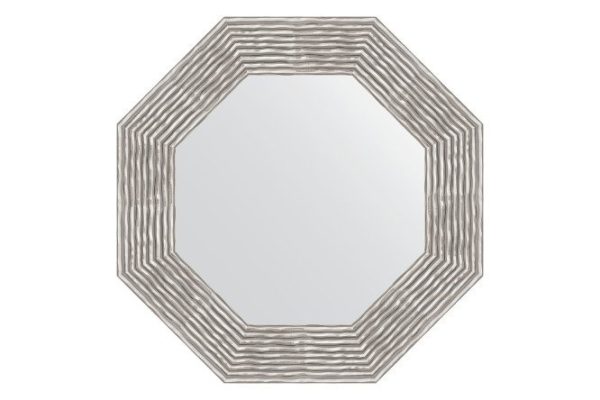Зеркало настенное в багетной раме EVOFORM Octagon BY 3808, волна хром 56.6х56.6 см