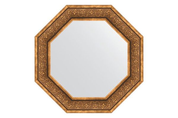 Зеркало настенное в багетной раме EVOFORM Octagon BY 3839, вензель бронзовый 69.4х69.4 см