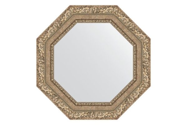 Зеркало настенное в багетной раме EVOFORM Octagon BY 3775, виньетка античное серебро 55.4х55.4 см