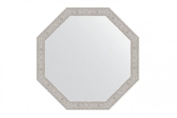 Зеркало настенное в багетной раме EVOFORM Octagon BY 3959, волна алюминий 53х53 см